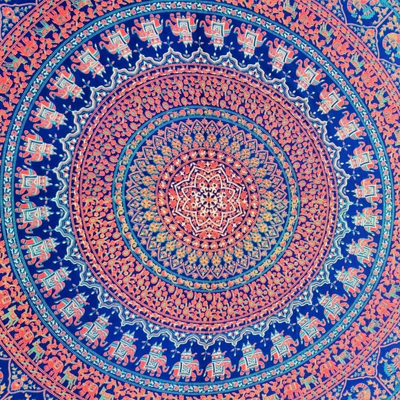 Elephant Meditation Medallion Mandala Tapestry, Bedspread, Throw Tie-dye - Picture 2 of 8